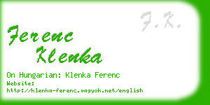 ferenc klenka business card